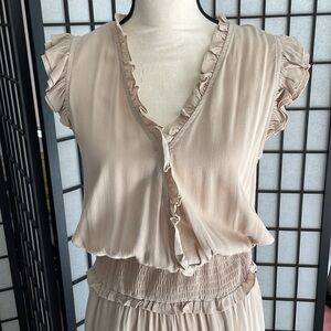 NWT Grade & Gather Ruffled Jumpsuit in Sand